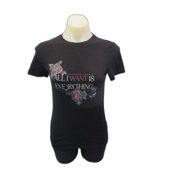 Black Graphic Tee 🌹 "ALL I WANT IS EVERYTHING" – Size XS - Picture 1 of 6